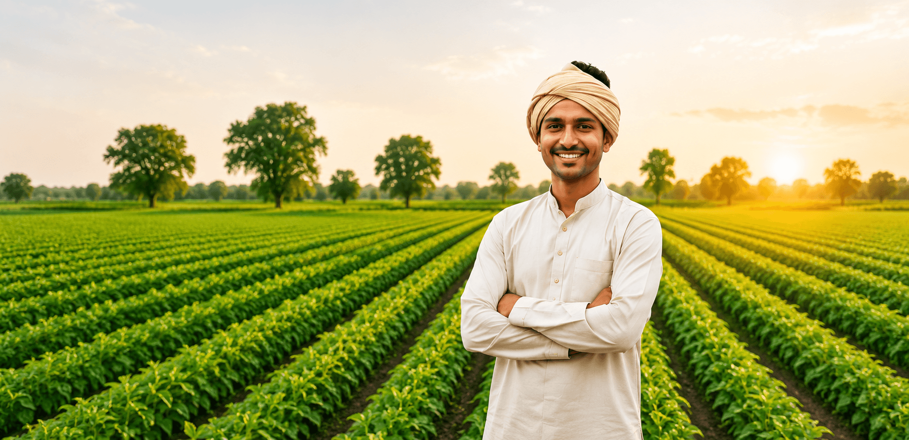 Smart Agro affiliate — a farmer standing in a green field